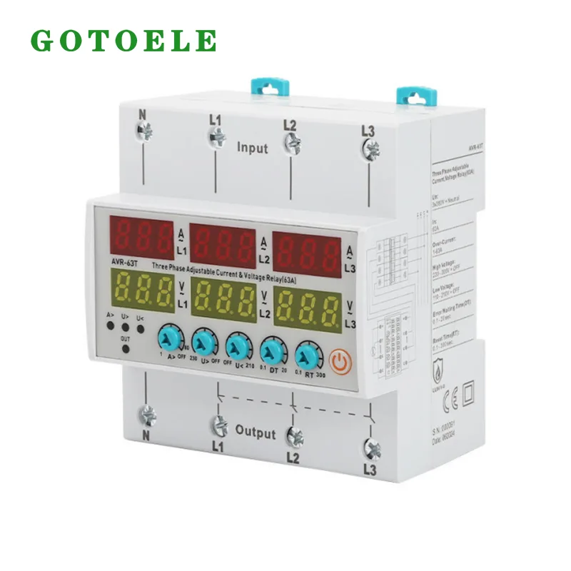 AVR-63T Dreiphasiges einstellbares Strom- und Spannungsschutzrelais